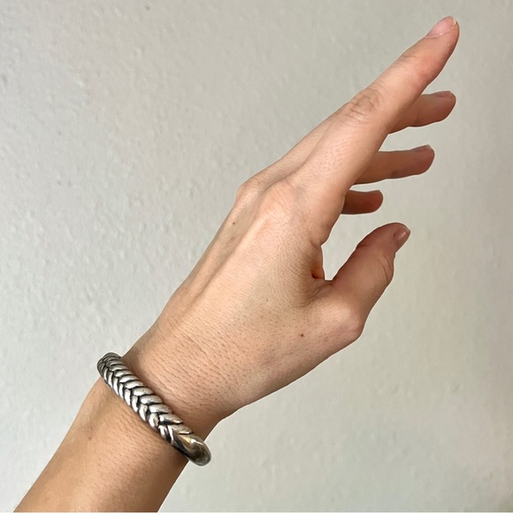 VINTAGE Braided Southwestern Native Style Sterling Silver Stacker Cuff - Picture 3 of 8